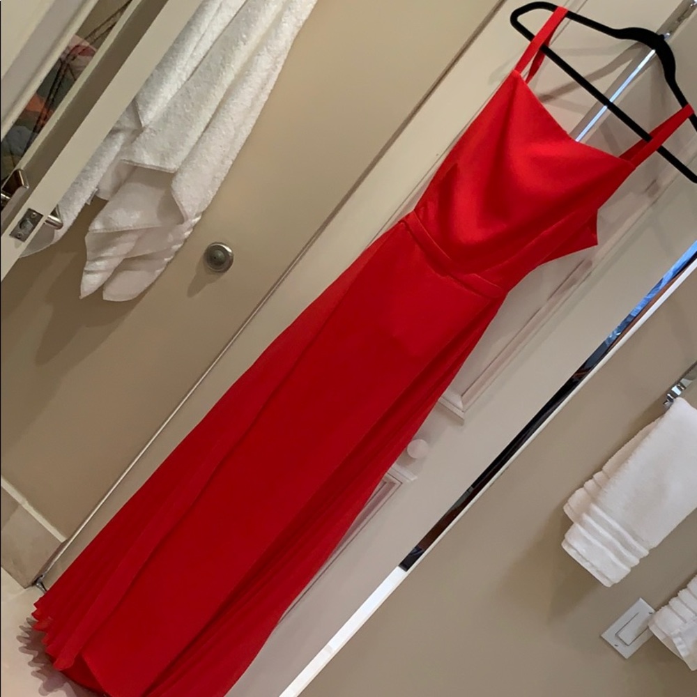 Red orange backless evening gown BCBG